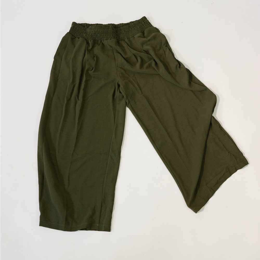 Olive Green Wide-Leg Pants
